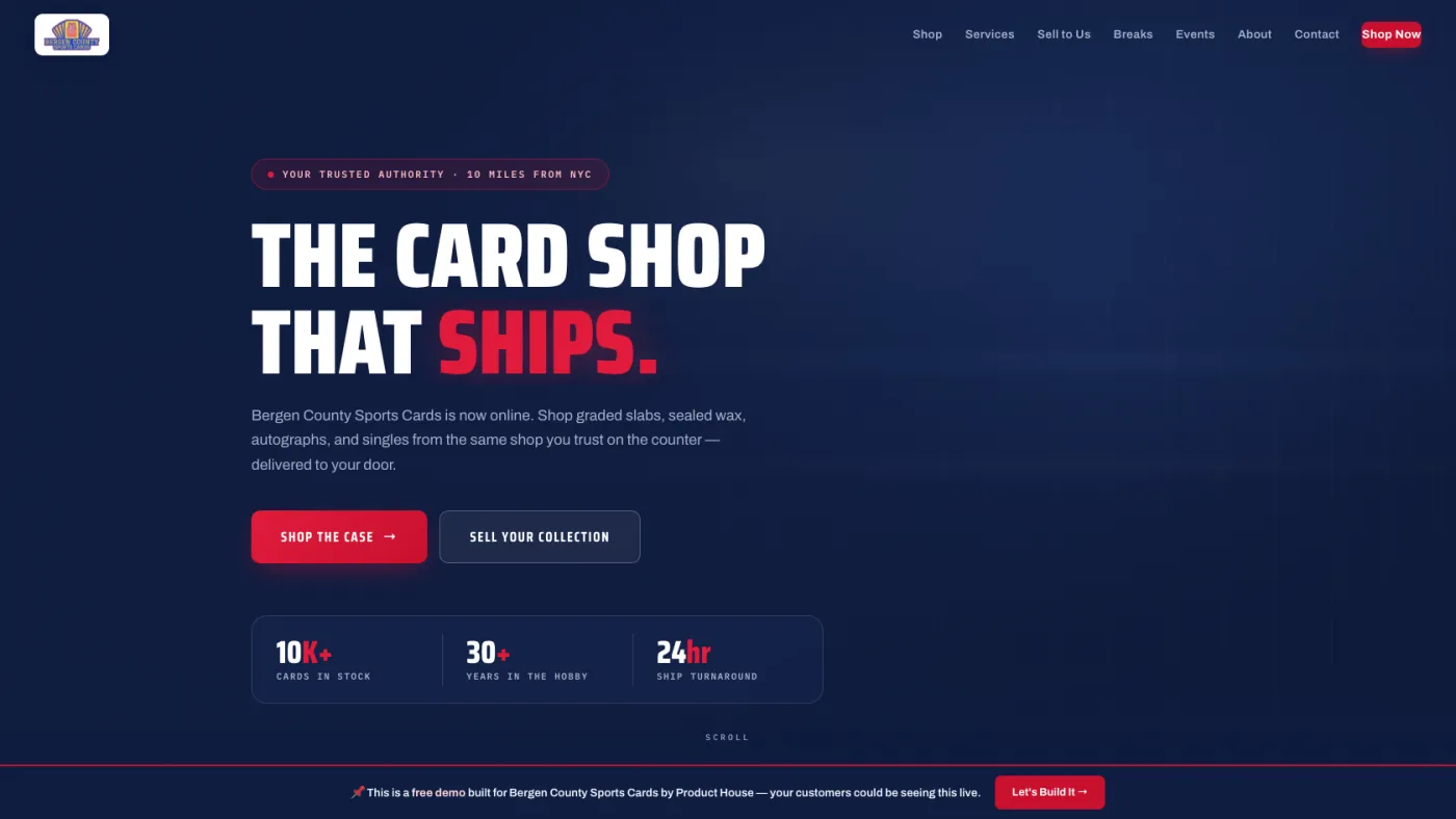 WordPress redesign for BC Sports Cards collectibles shop
