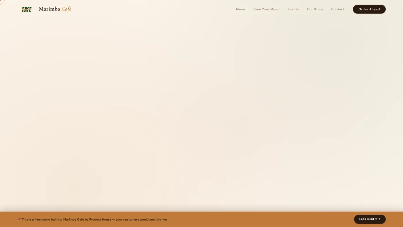WordPress redesign for Marimba Cafe restaurant
