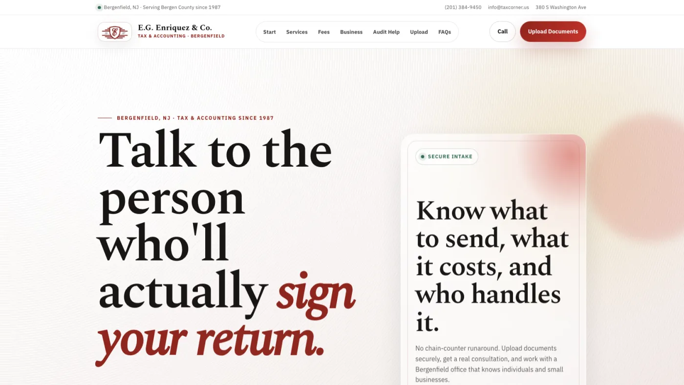 WordPress redesign for Tax Corner accounting firm