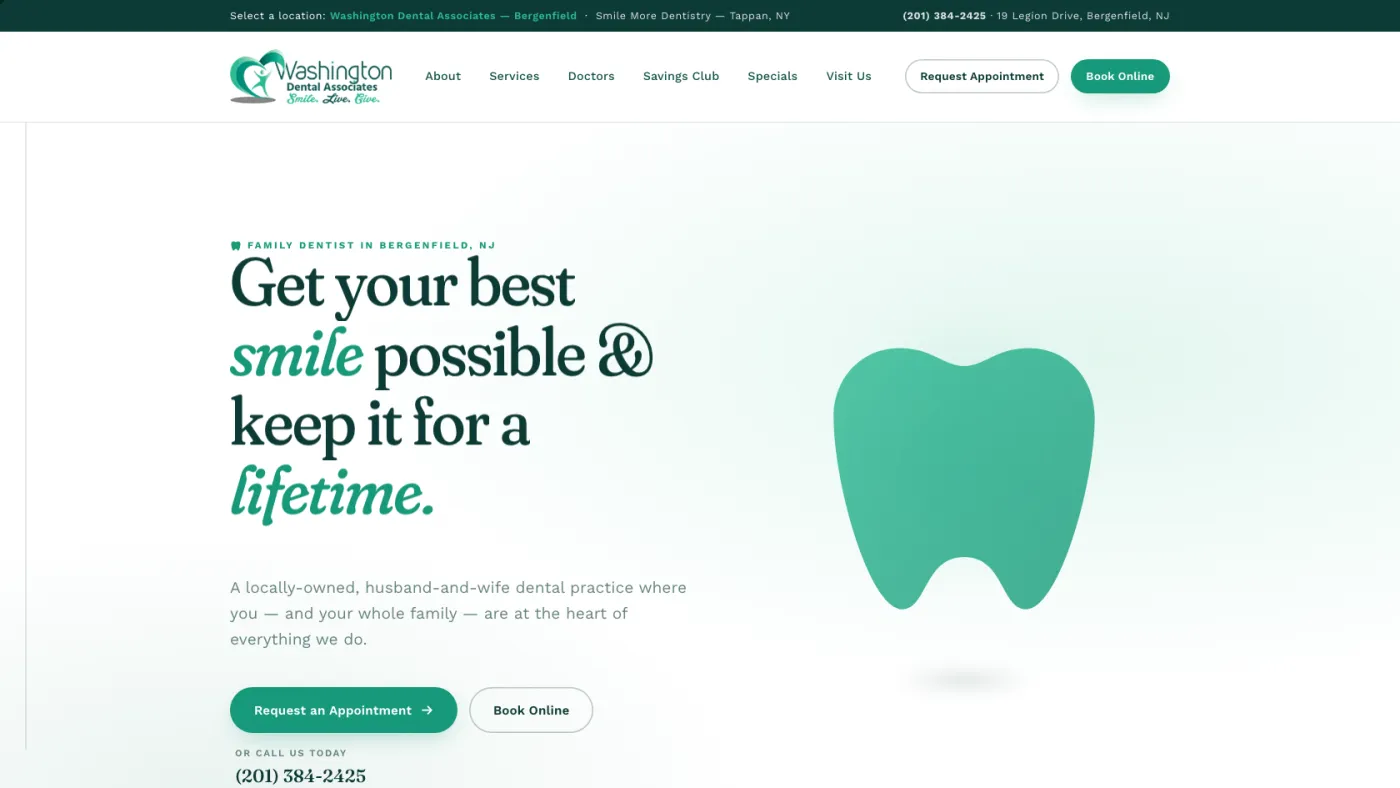 WordPress redesign for Washington Dental clinic